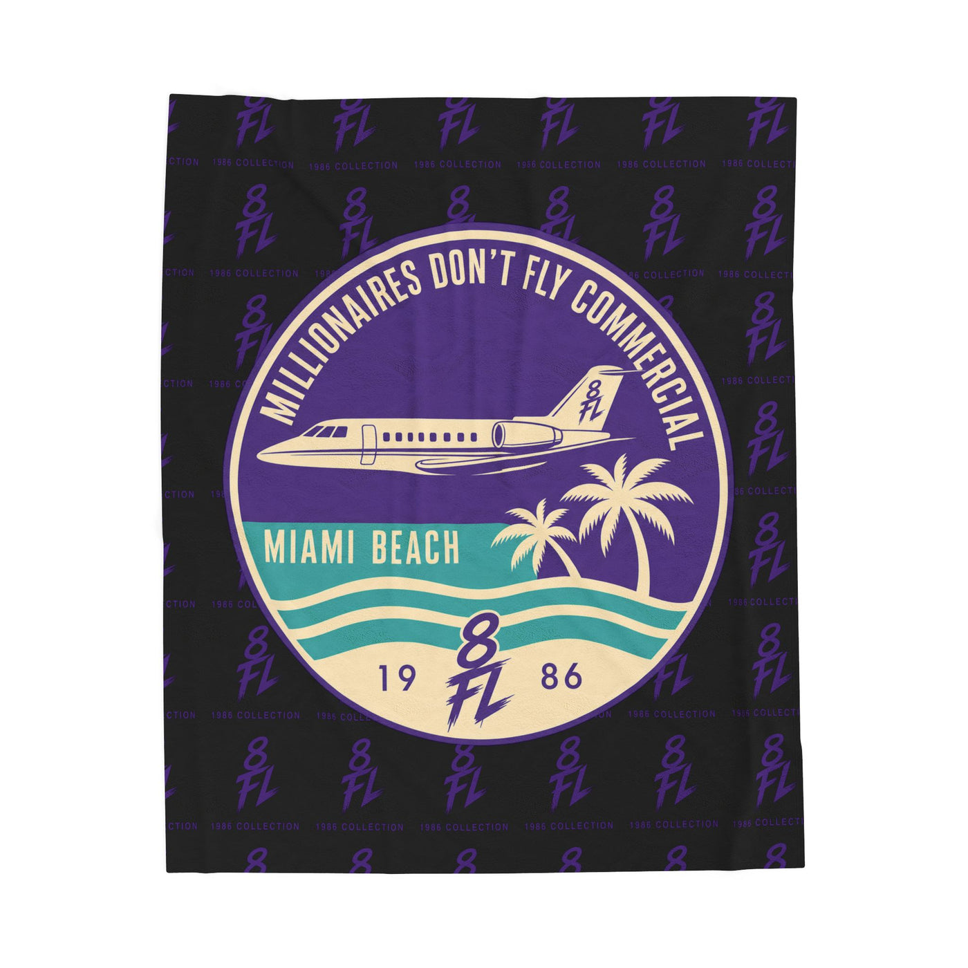 Plush Blanket — 'Millionaires Don’t Fly Commercial' Miami Beach Luxury Throw