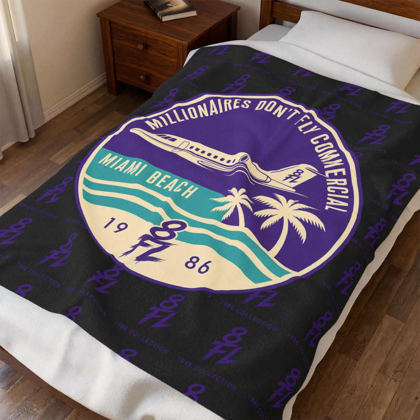 Plush Blanket — 'Millionaires Don’t Fly Commercial' Miami Beach Luxury Throw