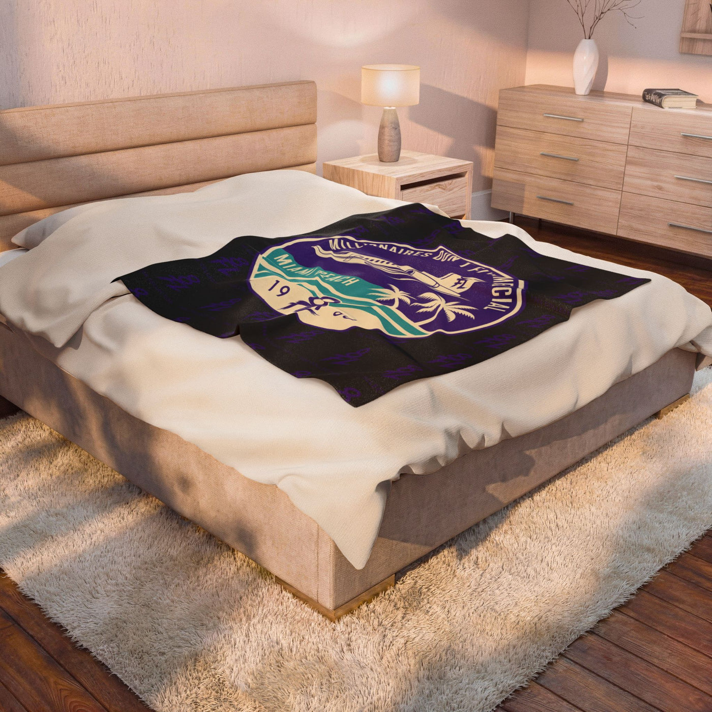 Plush Blanket — 'Millionaires Don’t Fly Commercial' Miami Beach Luxury Throw