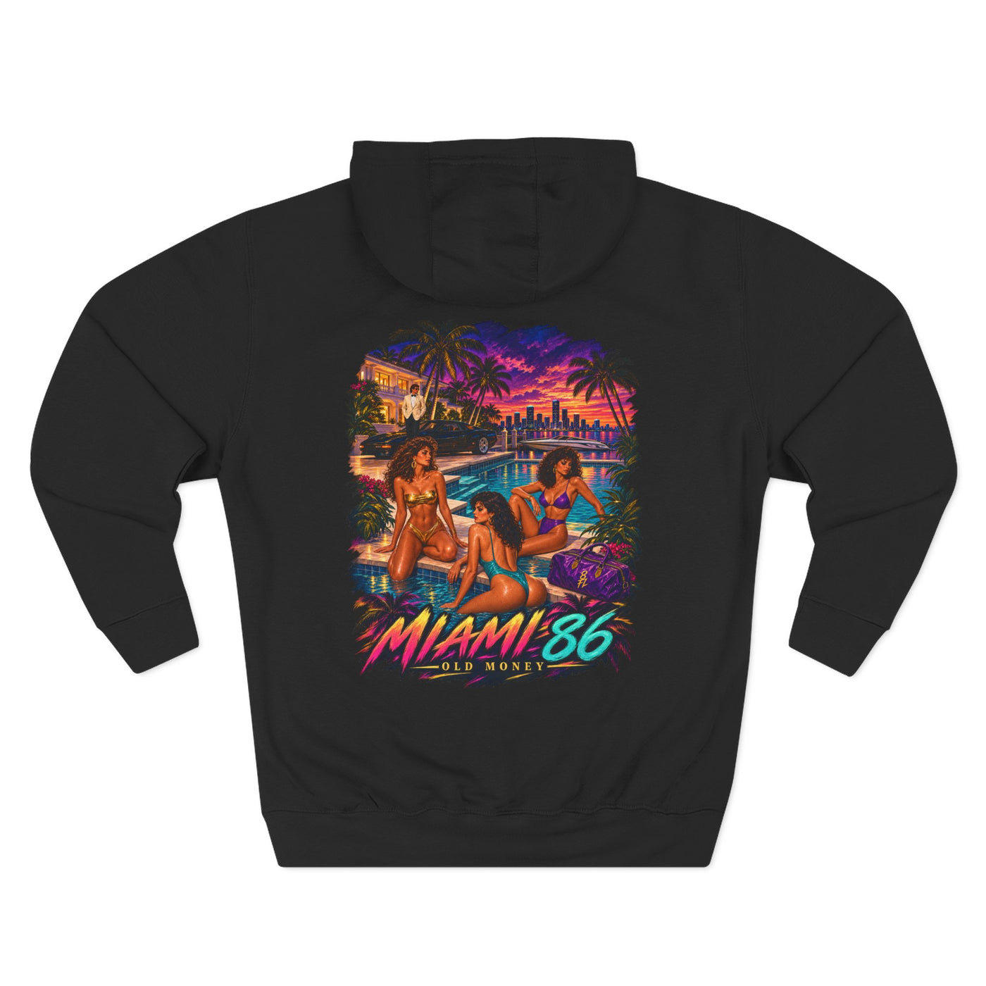 Miami '86 Retro Beach Fleece Hoodie